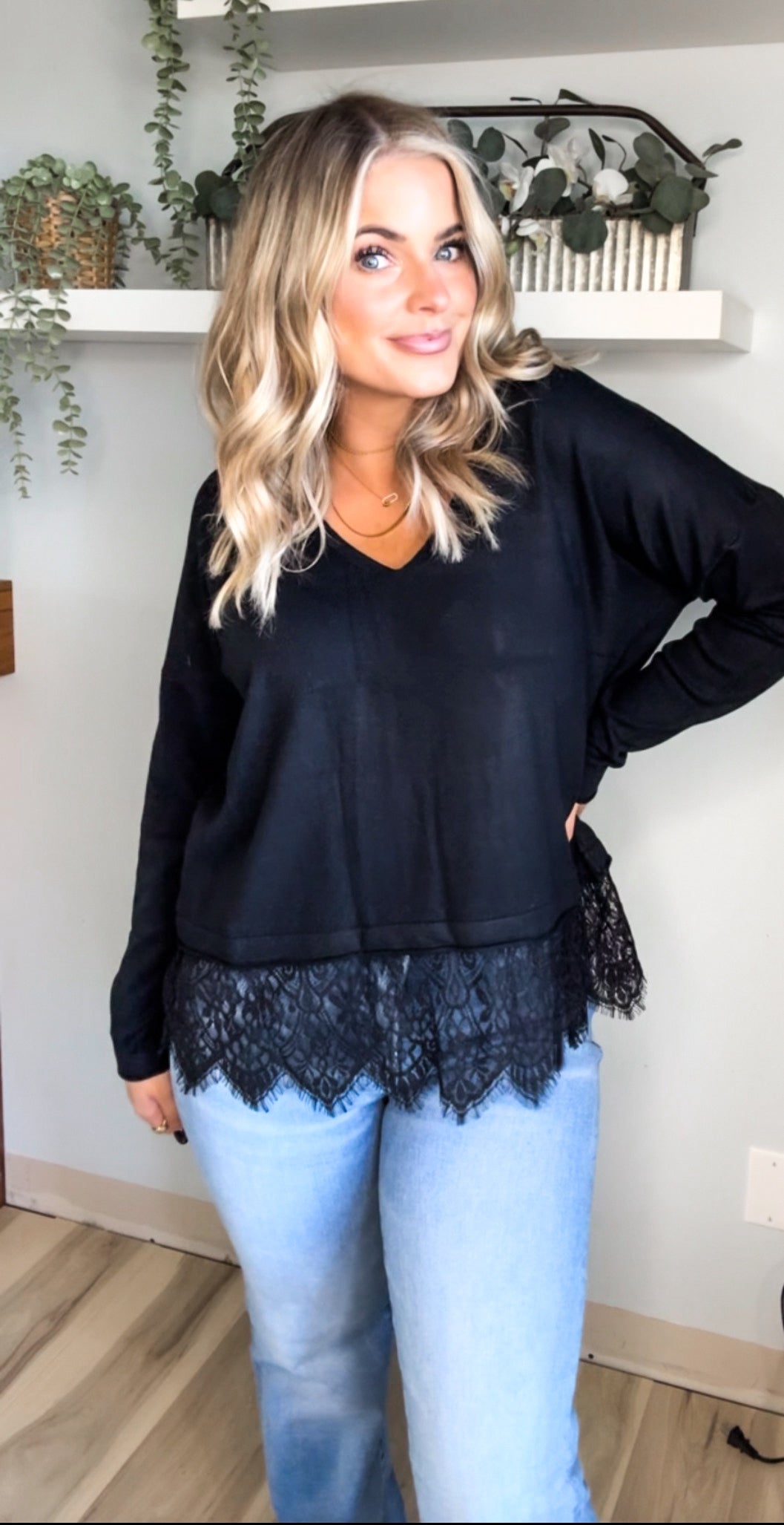 Laceline V-Neck Sweater
