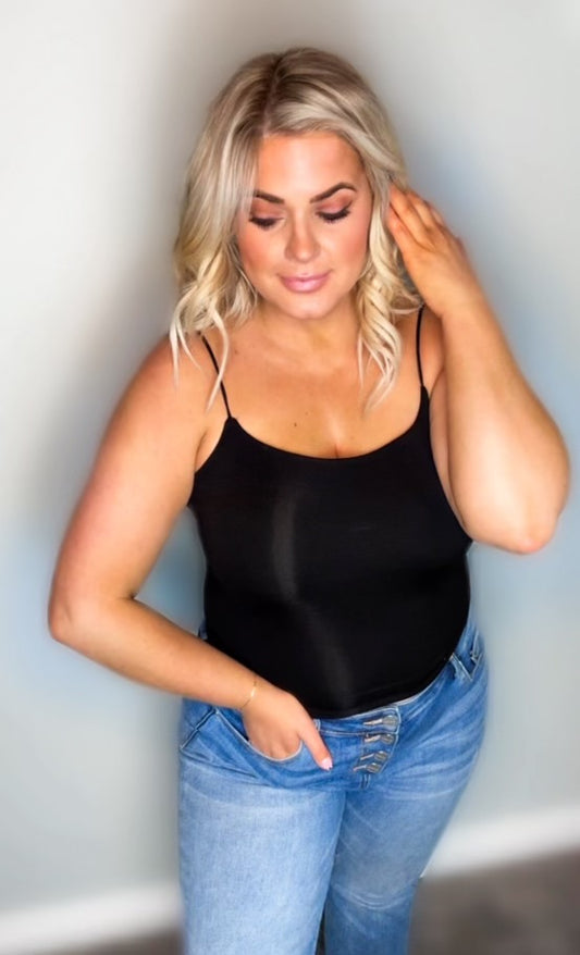 The Tilly Mini-strap  Crop Tank- Black Restock!!!